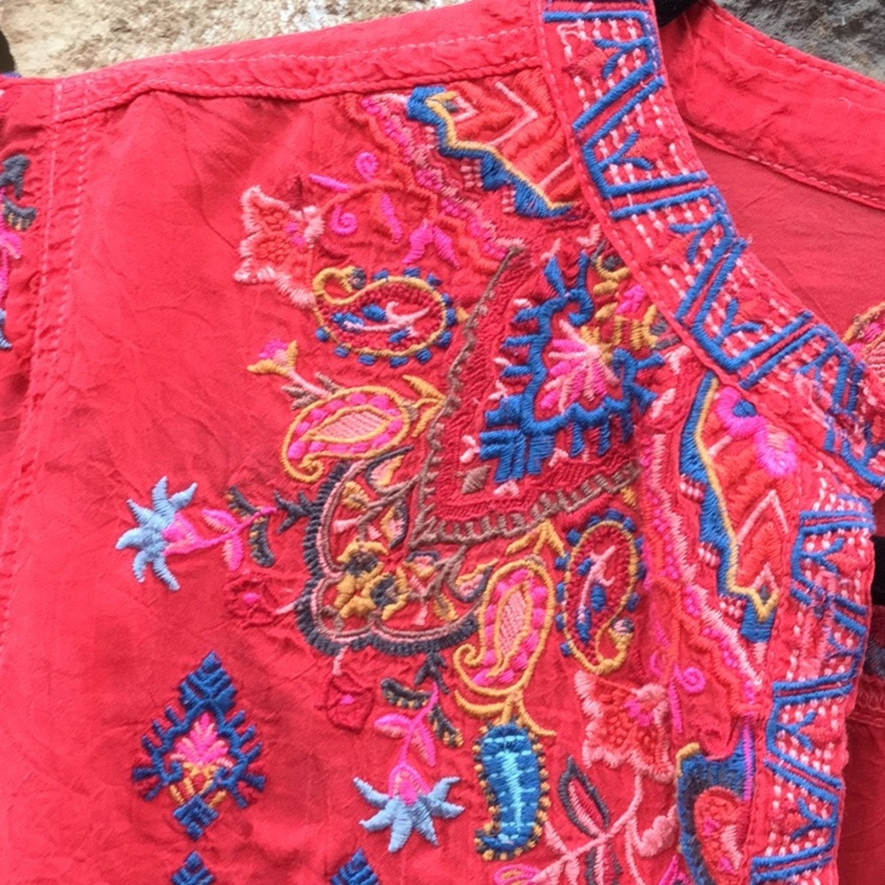 Johnny was embroidered top tunic cowgirl boho chic festival farmer’s market - Picture 3 of 9